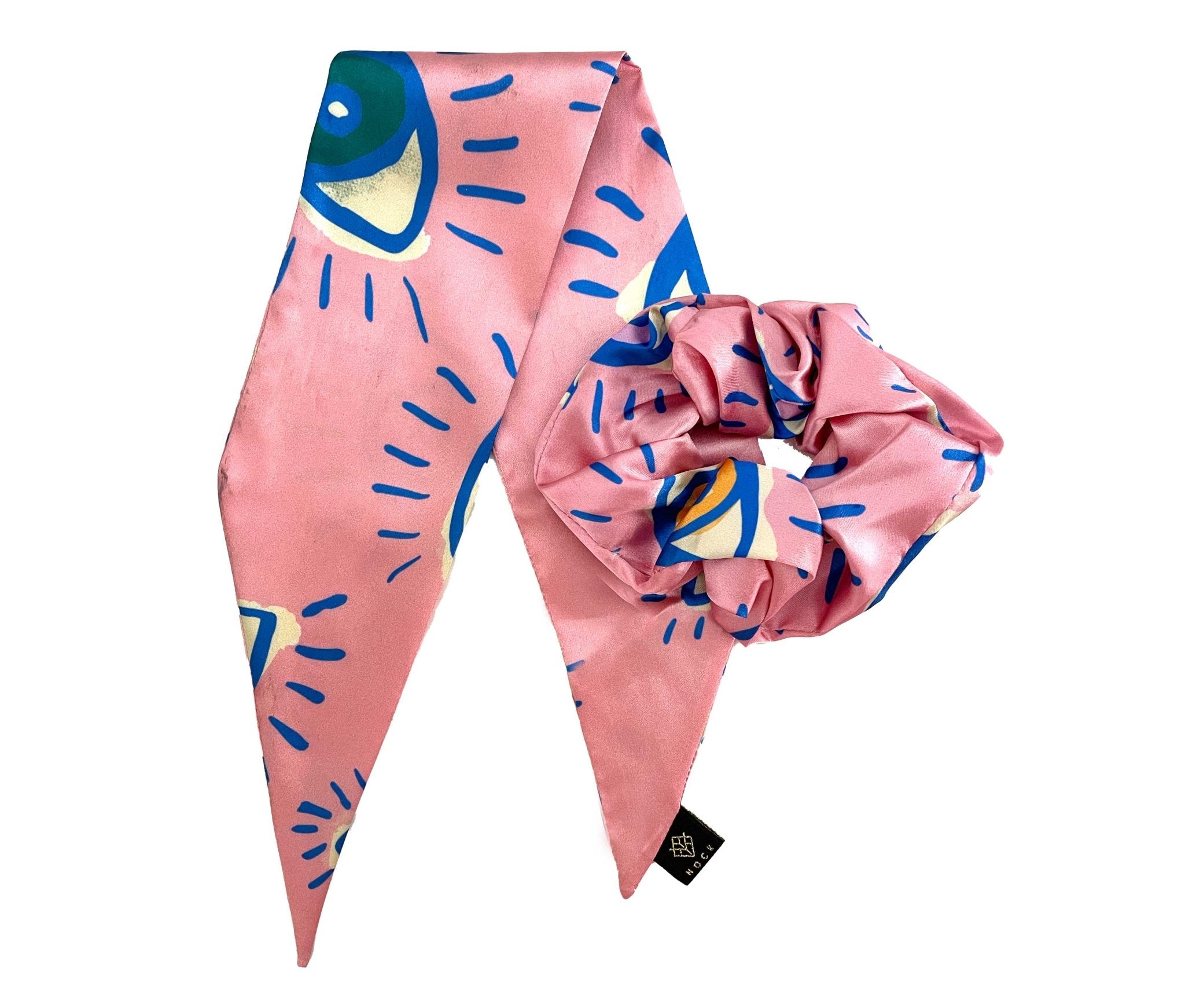 Scrunchie con lazo satín ojitos rosa - LOVENOCK