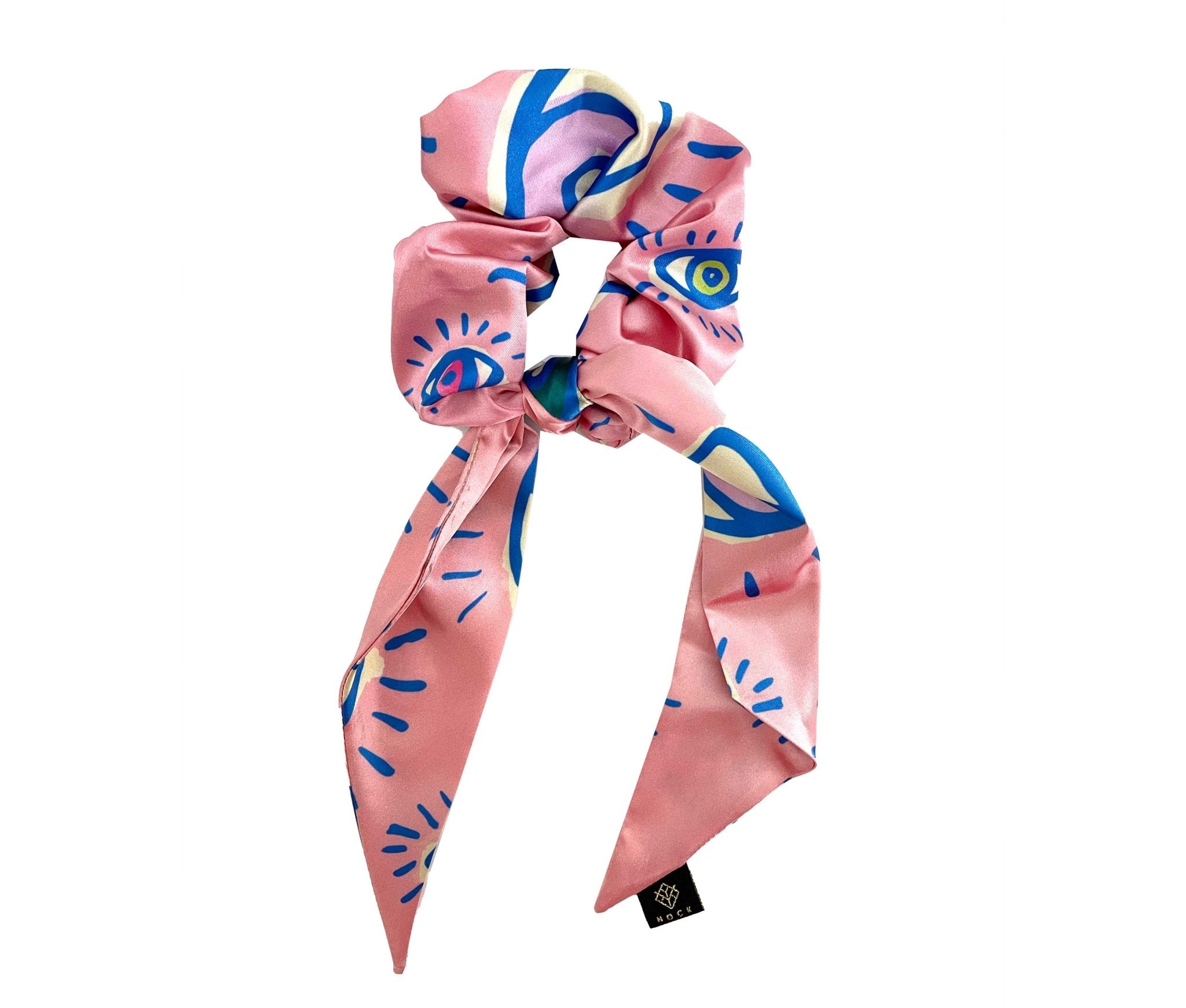 Scrunchie con lazo satín ojitos rosa - LOVENOCK