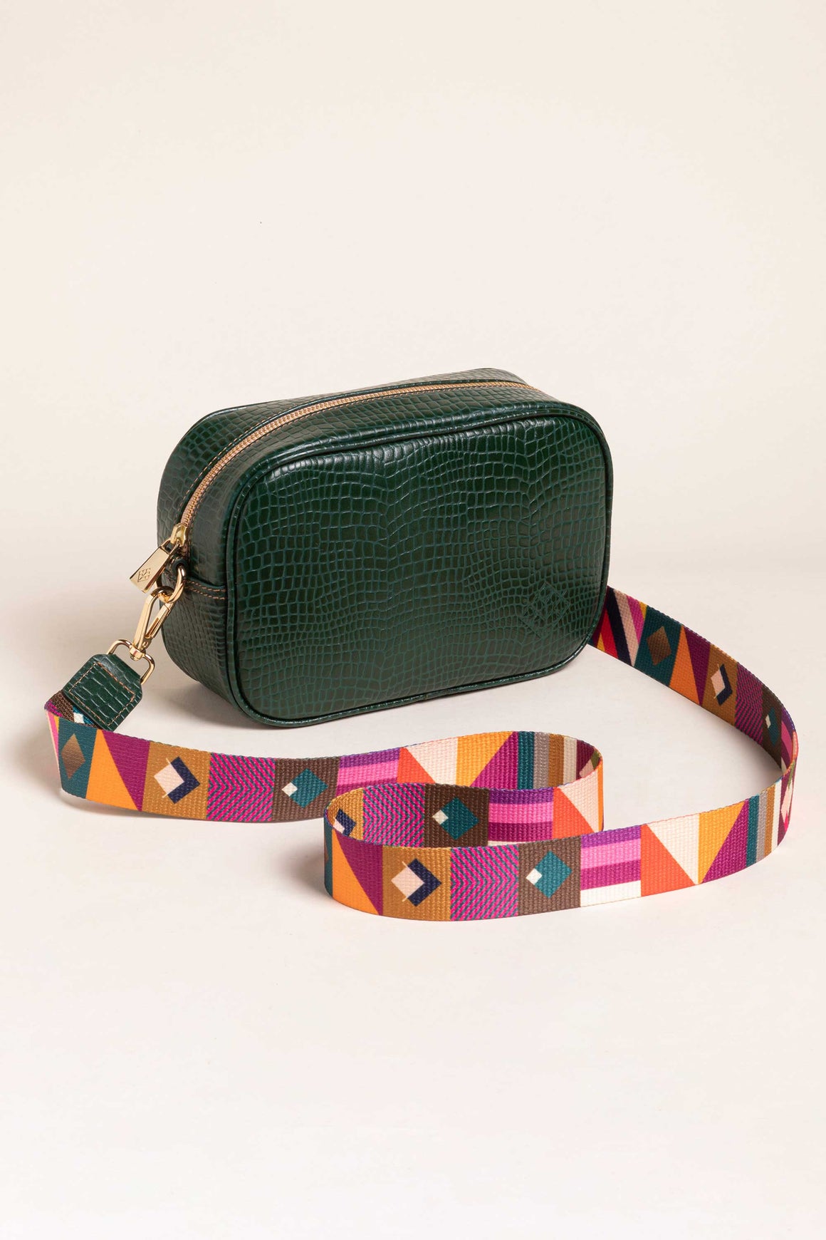 Crossbody Tulum Croco-Olivo -  2 CORREAS