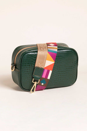 Crossbody Tulum Croco-Olivo -  2 CORREAS