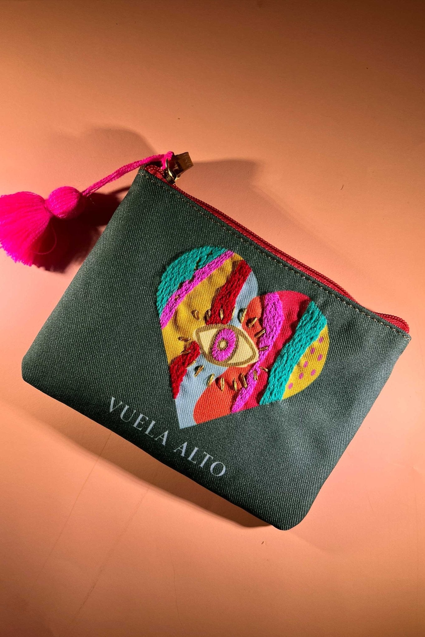 Cosmetiquera Bordada VUELA ALTO - Acero - LOVENOCK