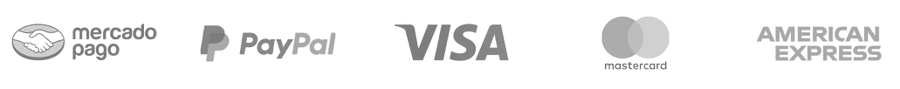 Aceptamos Mercado Pago, PayPal, Visa, Mastercard y American Express