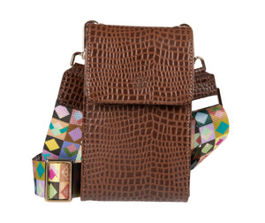 Crossbody Celular Canela croco - Correa + pulsera