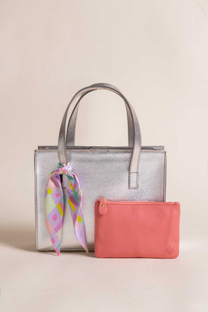 Crossbody Silvana Plata - Incluye 2 straps y cosmetiquera