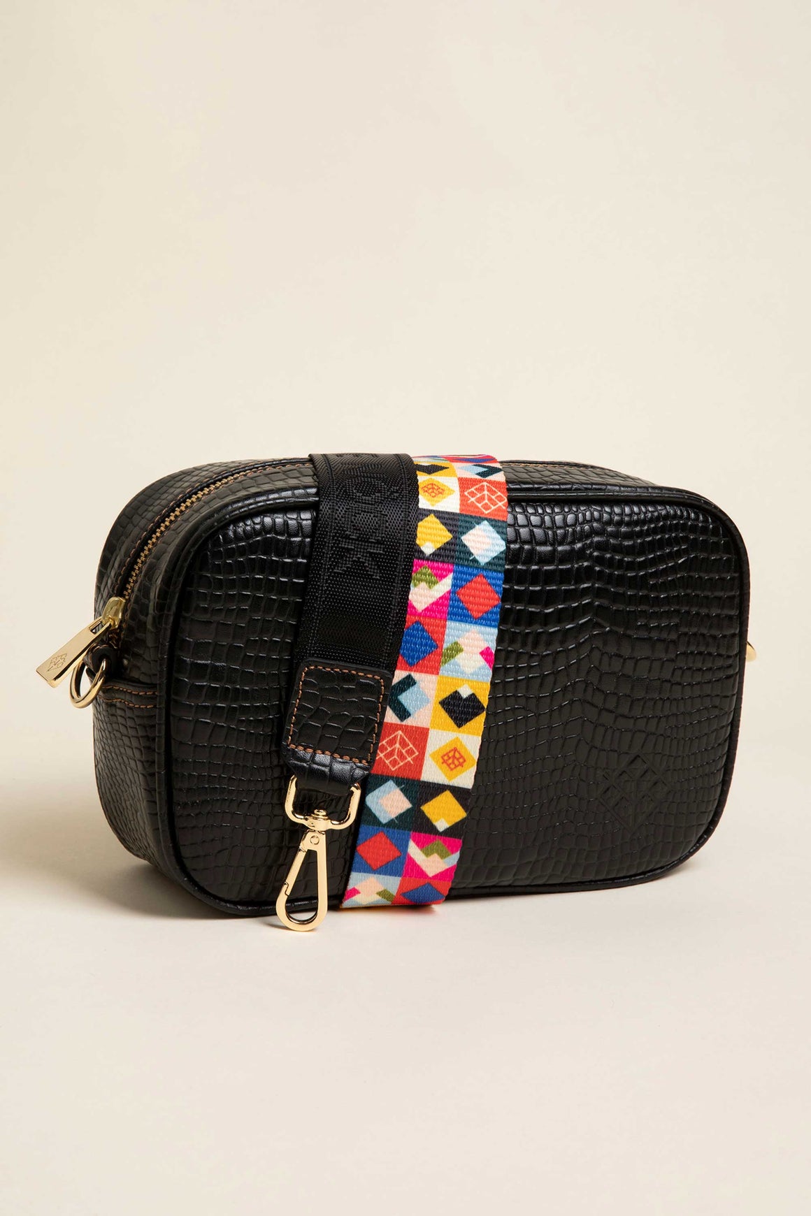 Crossbody Tulum Croco-Negro 2 CORREAS